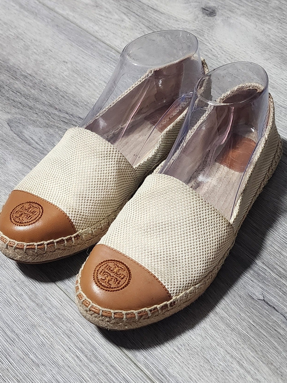 Tory Burch Color Block Espadrille Natural Canvas Flats Shoes Womens Size 6.5